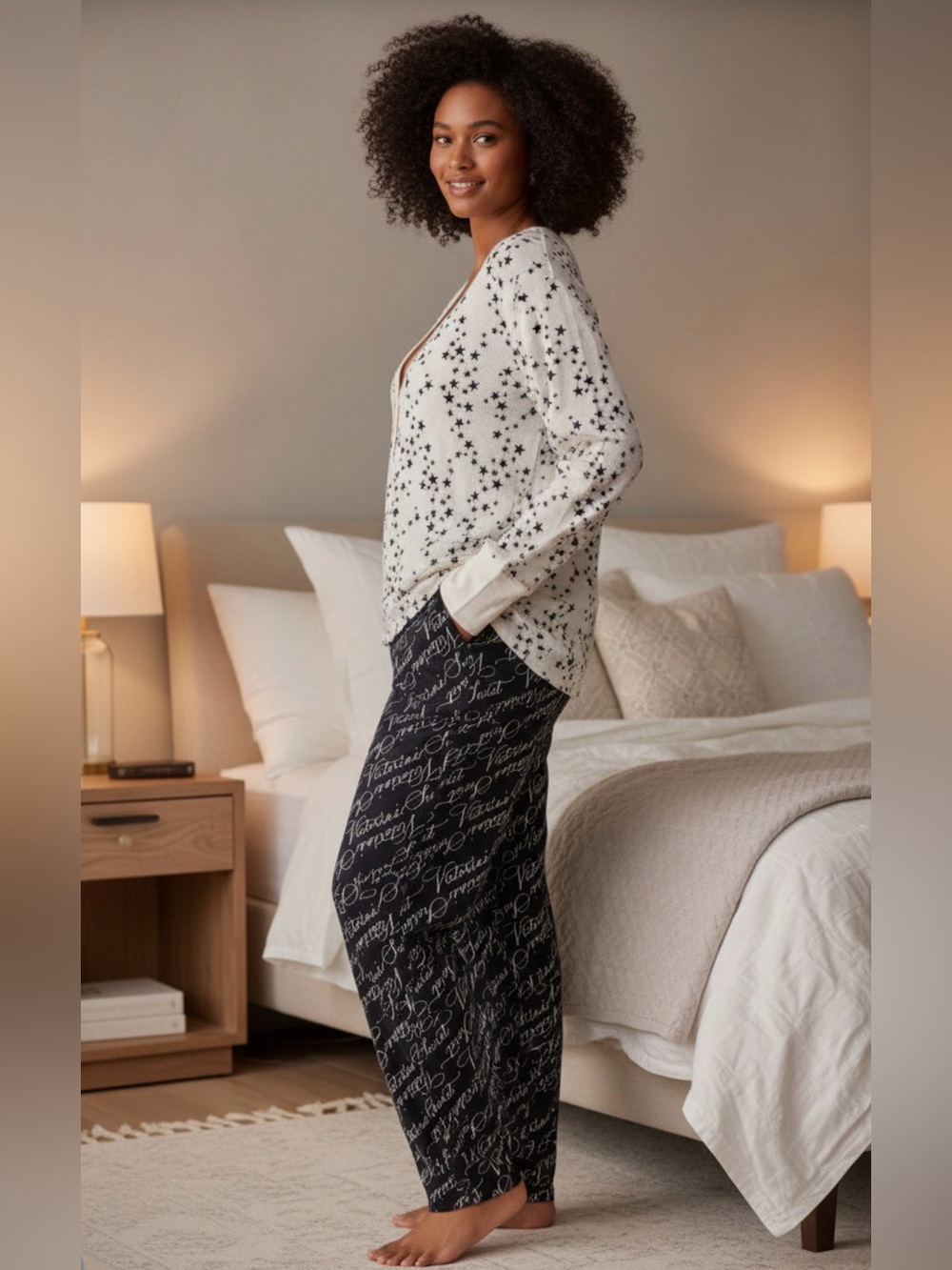 Victoria's Secret Pajama Thermal Long Sleeve Top & Signature Cotton Pants